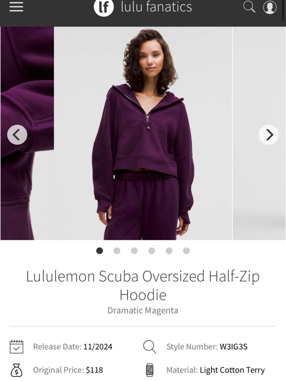 lululemon athletica Half-Zip Hoodie - Deep Purple
